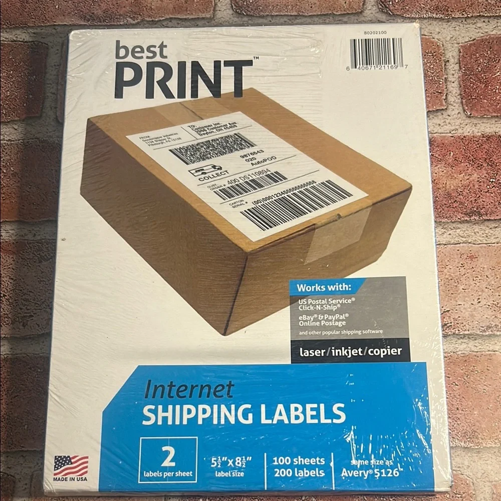 Best Print Internet Shipping Labels 200 Labels 5.5” X 8.5” New